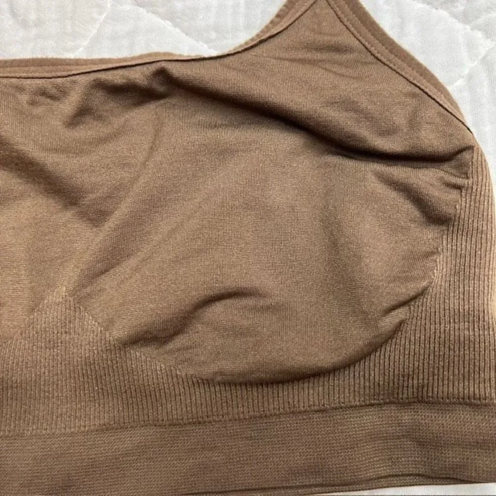 Gymshark Women's Seamless Bralette XS Espresso‎ Brown Scoop Neck